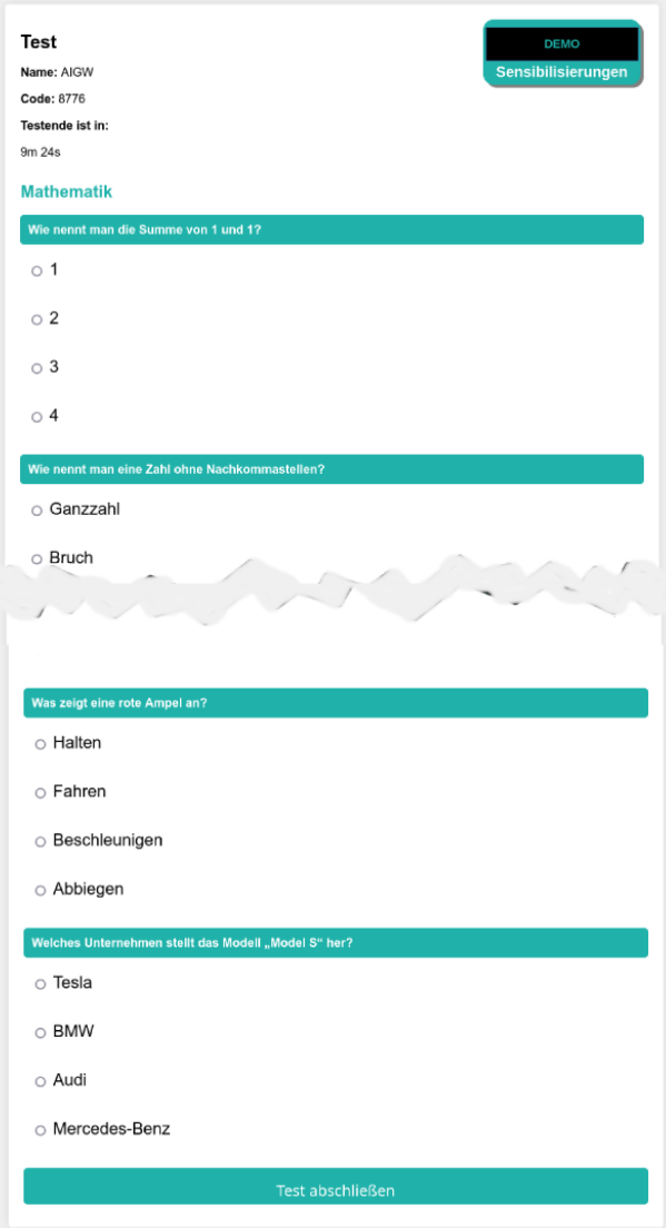 Durchführung Test